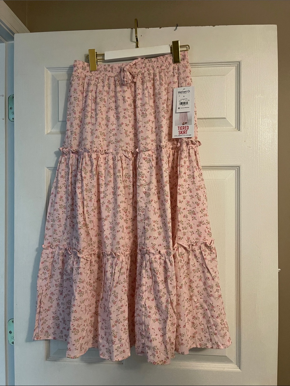 Celebrity Pink Dusty Pink Floral Tiered Maxi Skirt